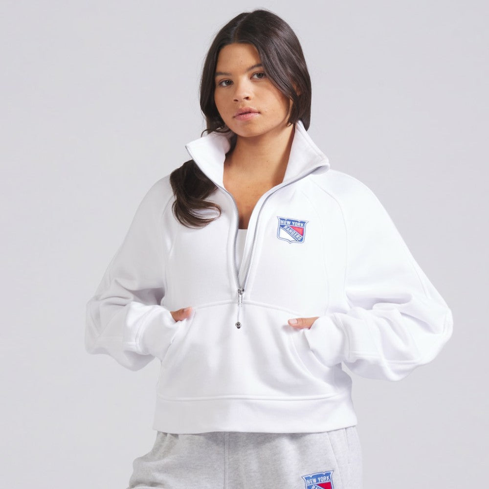 New York Rangers lululemon Women's Scuba Oversized Half Zip Top - White | NHL Clearance