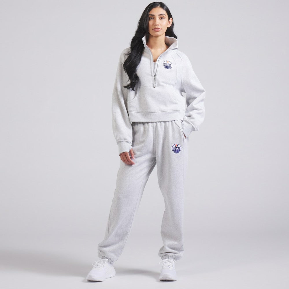 Edmonton Oilers lululemon Women's Scuba Oversized Half Zip Top - Heather Gray | NHL Lifestyle