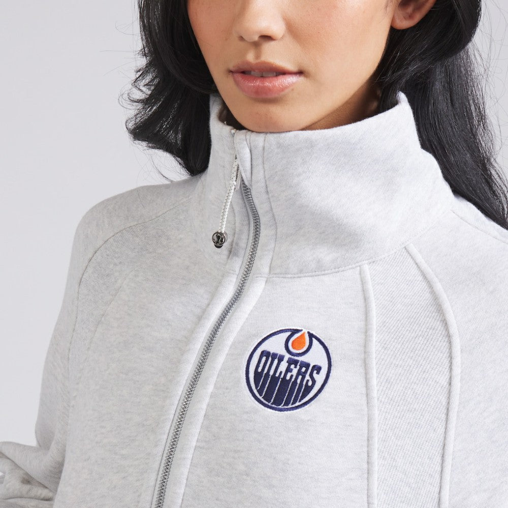 Edmonton Oilers lululemon Women's Scuba Oversized Half Zip Top - Heather Gray | NHL Lifestyle