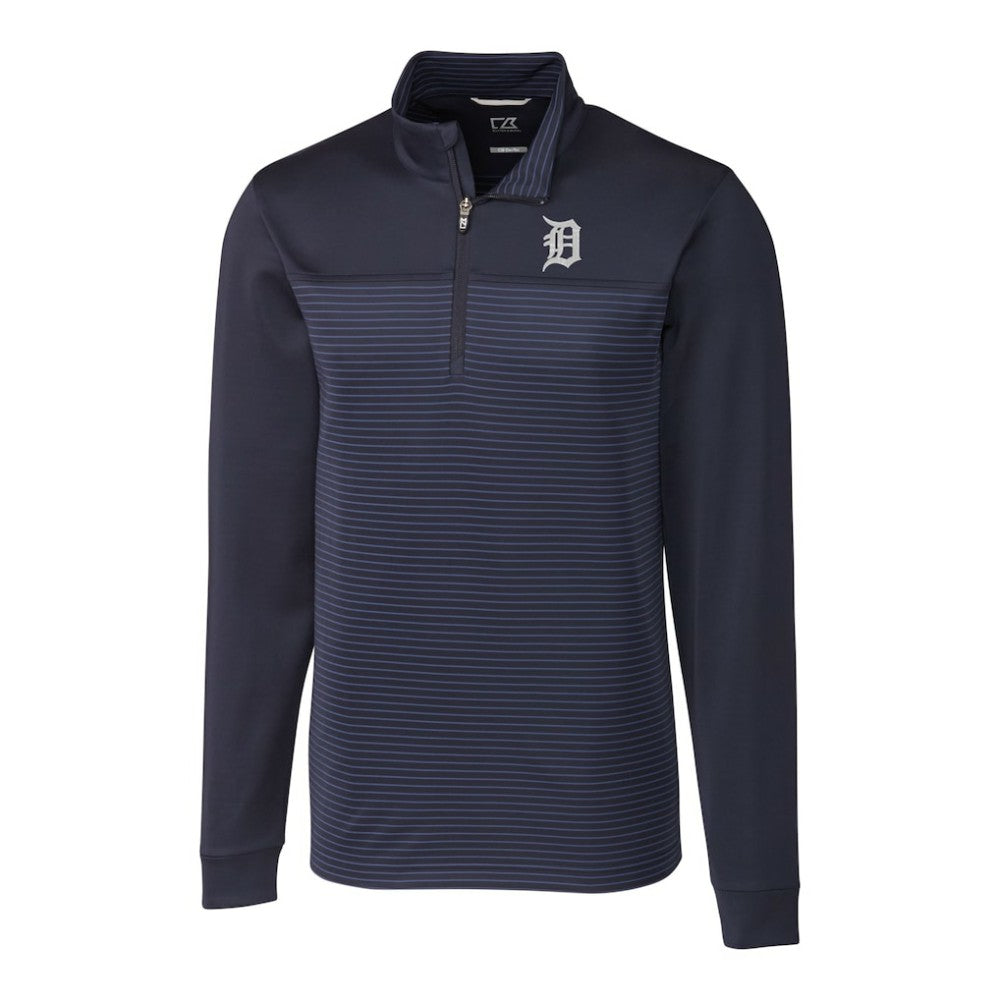 Detroit Tigers Cutter & Buck Big & Tall Traverse Stripe Stretch DryTec Quarter-Zip Top for sale