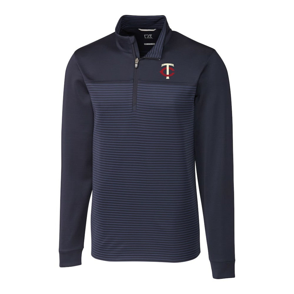 Minnesota Twins Cutter & Buck Big & Tall Traverse Stripe Stretch DryTec Quarter-Zip Top Outlet