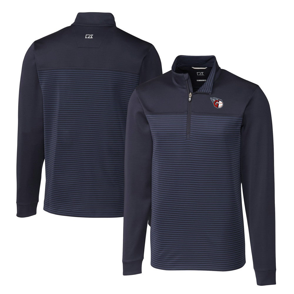 Cleveland Guardians Cutter & Buck Big & Tall Traverse Stretch Eco Stripe DryTec Quarter-Zip Top for sale