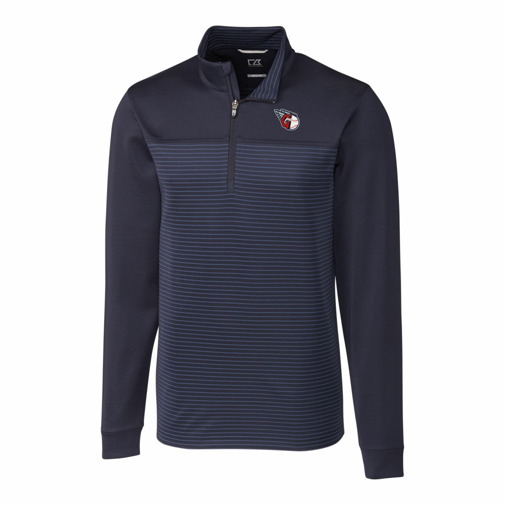 Cleveland Guardians Cutter & Buck Big & Tall Traverse Stretch Eco Stripe DryTec Quarter-Zip Top for sale