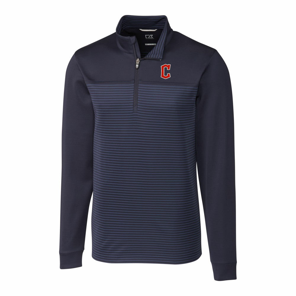 Cleveland Guardians Cutter & Buck Big & Tall Traverse Stripe Stretch DryTec Quarter-Zip Top Online