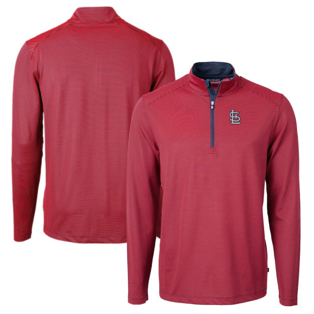 St. Louis Cardinals Cutter & Buck Big & Tall Virtue Eco Pique Micro Stripe Quarter-Zip Jacket Sale