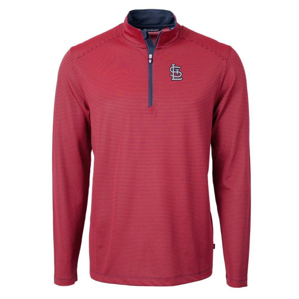 St. Louis Cardinals Cutter & Buck Big & Tall Virtue Eco Pique Micro Stripe Quarter-Zip Jacket Sale