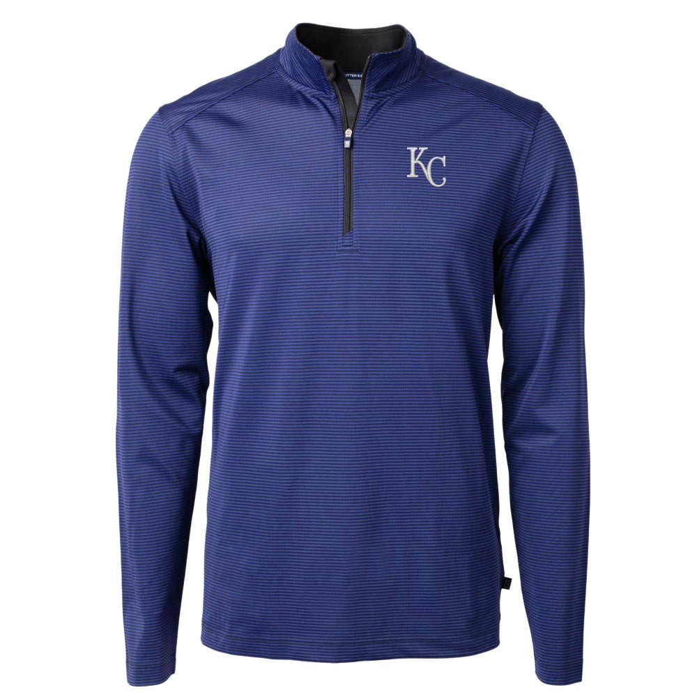 Kansas City Royals Cutter & Buck Virtue Eco Pique Micro Stripe Recycled Quarter-Zip Pullover Top Outlet