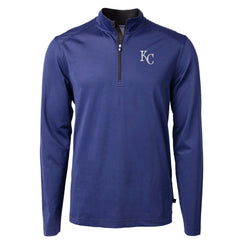 Kansas City Royals Cutter & Buck Virtue Eco Pique Micro Stripe Recycled Quarter-Zip Pullover Top Outlet