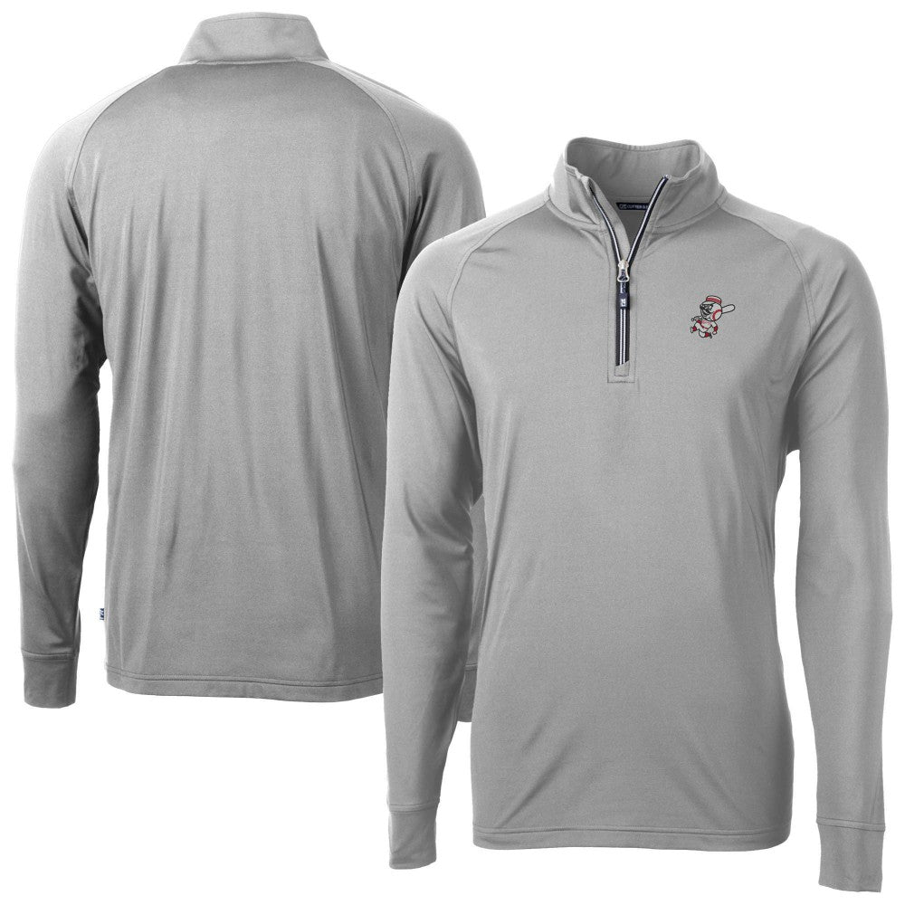Cincinnati Reds Cutter & Buck Mr. Redlegs Adapt Eco Knit Stretch Recycled Quarter-Zip Pullover Top for sale