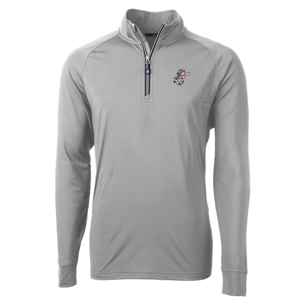 Cincinnati Reds Cutter & Buck Mr. Redlegs Adapt Eco Knit Stretch Recycled Quarter-Zip Pullover Top for sale