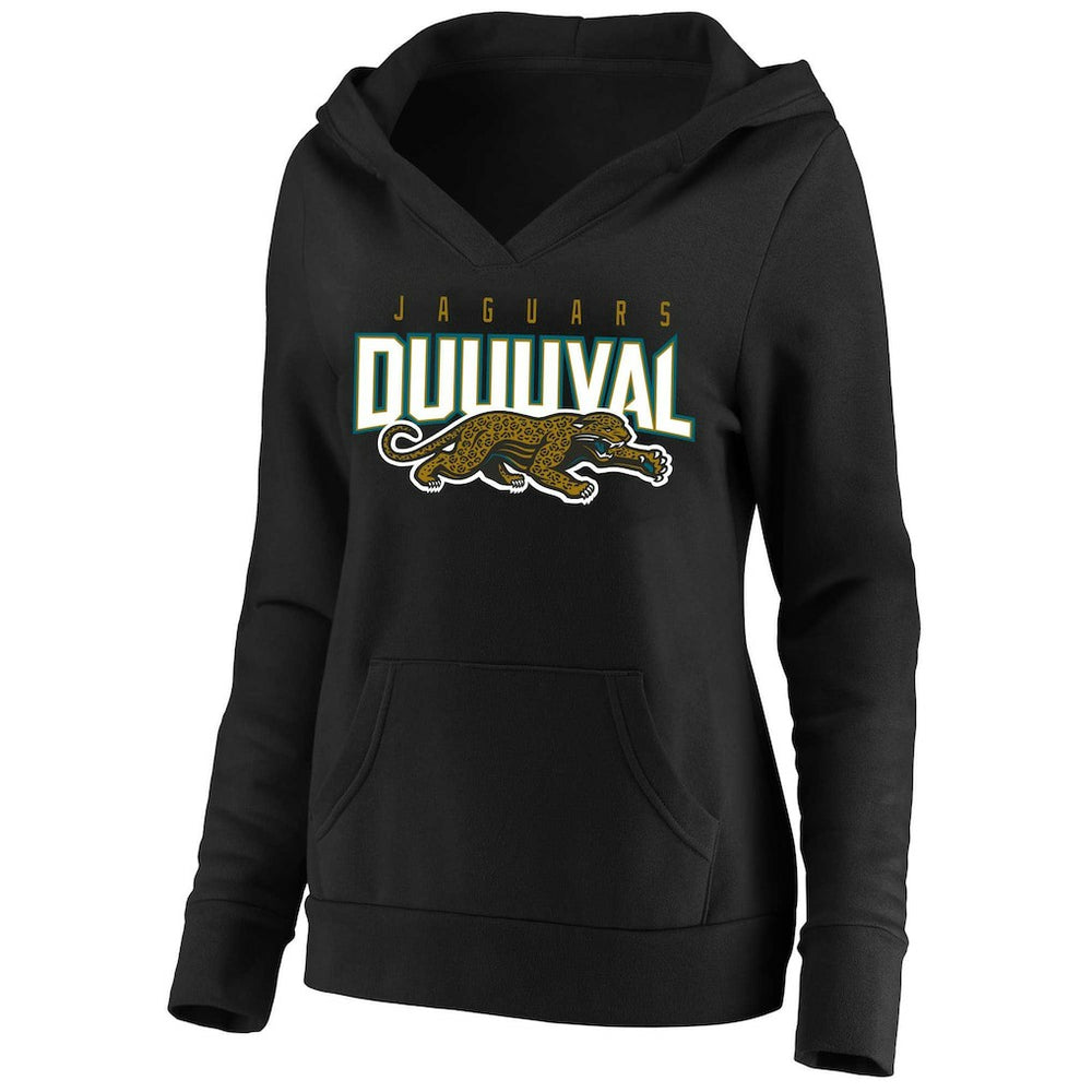 Jacksonville Jaguars Women's Plus Size Retro Logo Pullover Hoodie - Black - Mitchell & Ness