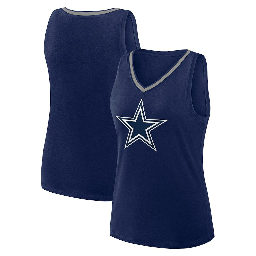 Dallas Cowboys Logo Athletic Women's Stellar Win V-Neck Tank Top - Navy - NFL