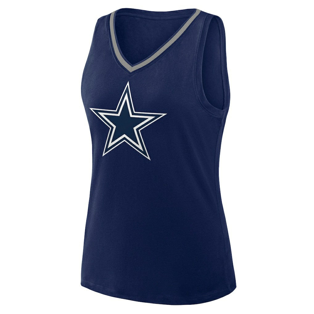 Dallas Cowboys Logo Athletic Women's Stellar Win V-Neck Tank Top - Navy - NFL