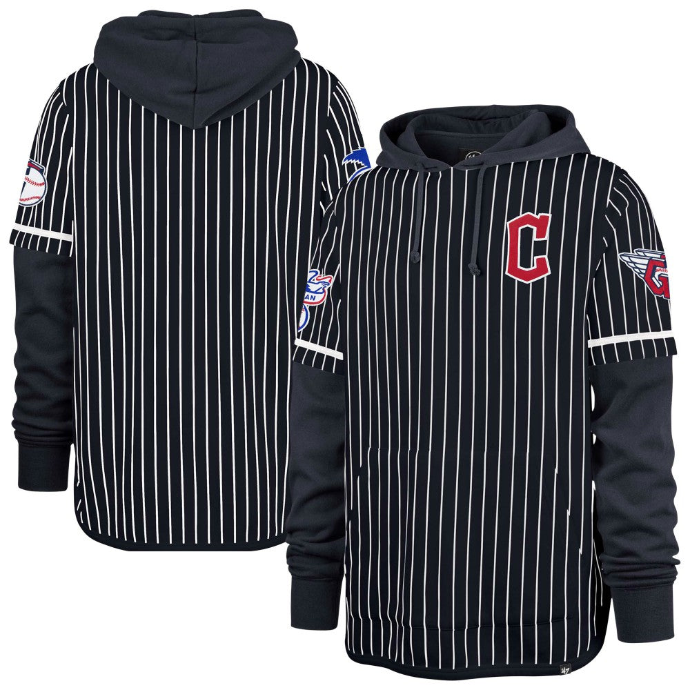Cleveland Guardians '47 Pinstripe Double Header Pullover Hoodie Discount