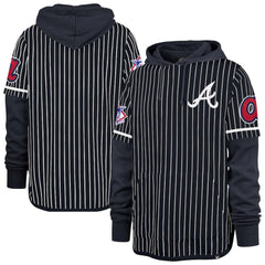 Atlanta Braves '47 Pinstripe Double Header Pullover Hoodie Sale