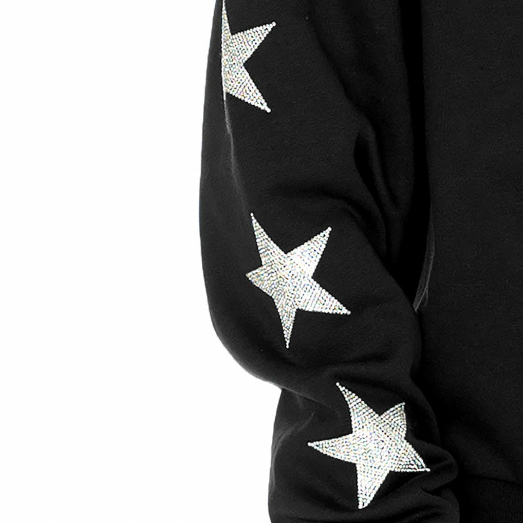 Minnesota Vikings Gameday Couture Women's Rhinestone Star Sleeve Settle the Score Oversized Tri-Blend Pullover - Black - NFL