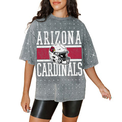 Arizona Cardinals Gameday Couture Women's Oversized Mini Rhinestone Classic T-Shirt - Gray - NFL