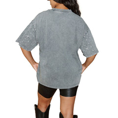 Philadelphia Eagles Gameday Couture Women's Oversized Mini Rhinestone Classic T-Shirt - Gray - NFL
