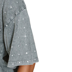 Baltimore Ravens Gameday Couture Women's Oversized Mini Rhinestone Classic T-Shirt - Gray - NFL