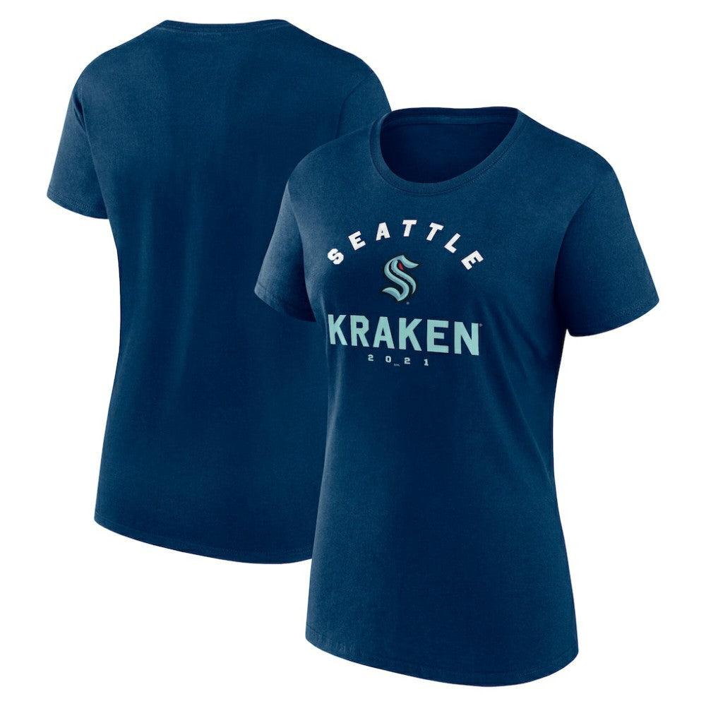 Seattle Kraken Logo Athletic Women's Unrivaled T-Shirt - Navy | NHL Lifestyle