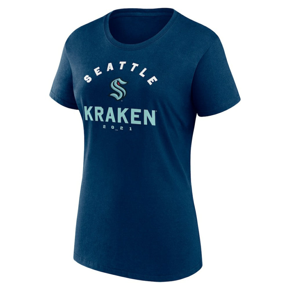 Seattle Kraken Logo Athletic Women's Unrivaled T-Shirt - Navy | NHL Lifestyle