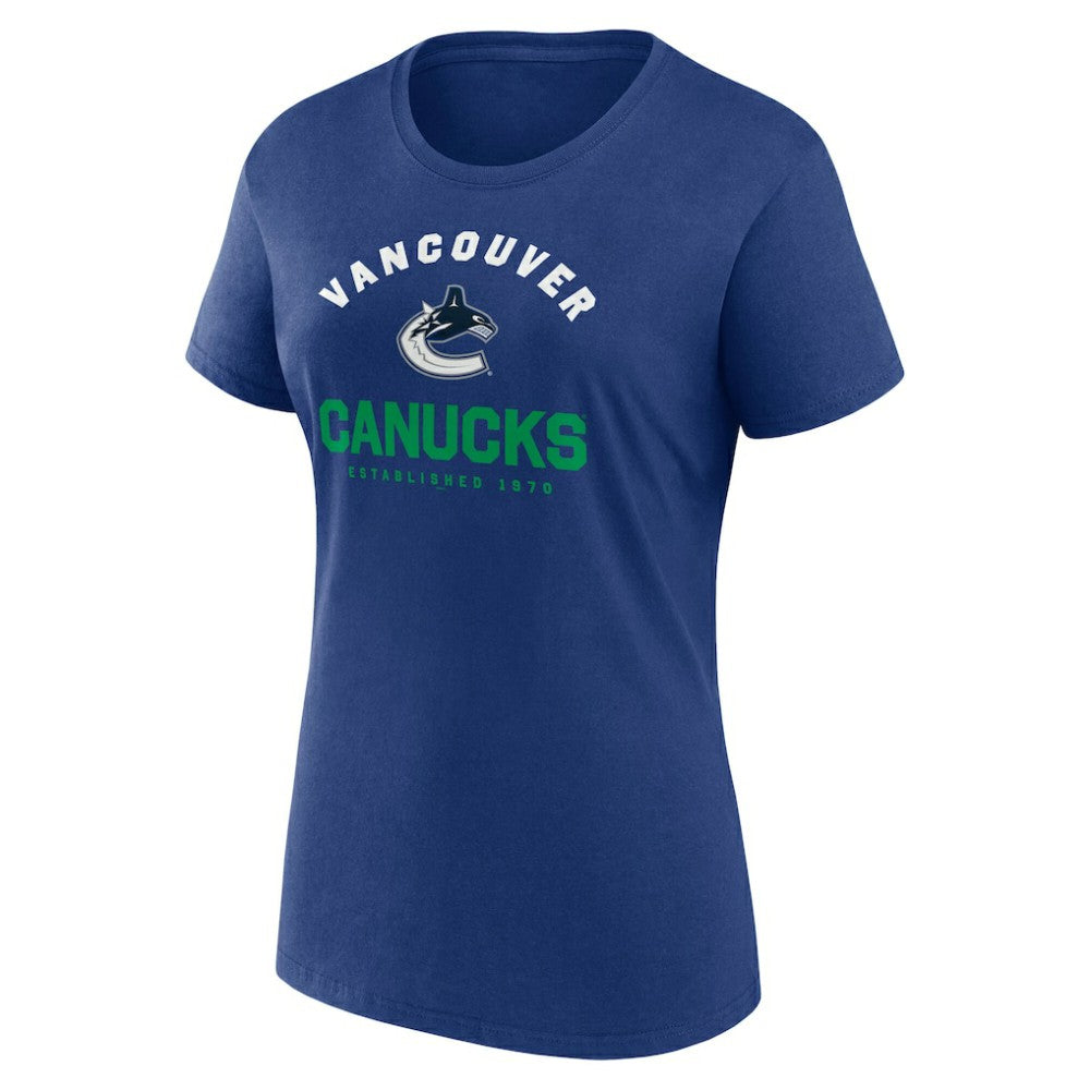 Vancouver Canucks Logo Athletic Women's Unrivaled T-Shirt - Blue | NHL Lifestyle