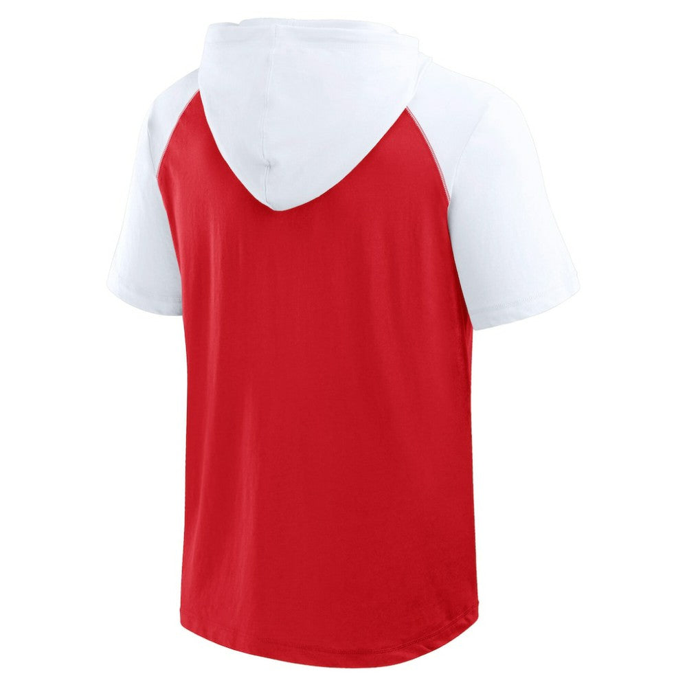 Detroit Red Wings Logo Athletic Prime Raglan Short Sleeve Pullover Hoodie - Red | NHL Lifestyle