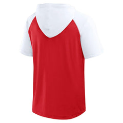 Detroit Red Wings Logo Athletic Prime Raglan Short Sleeve Pullover Hoodie - Red | NHL Lifestyle