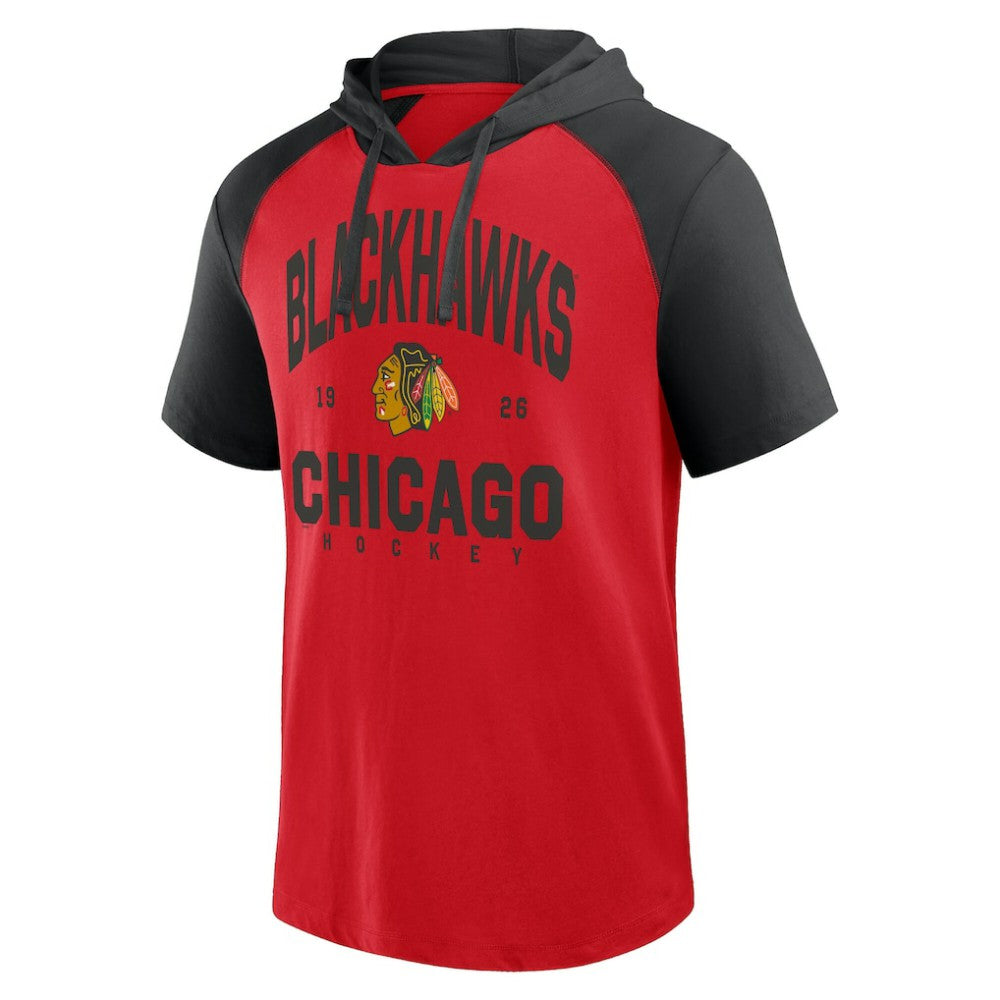 Chicago Blackhawks Logo Athletic Prime Raglan Short Sleeve Pullover Hoodie - Red | NHL online