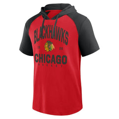 Chicago Blackhawks Logo Athletic Prime Raglan Short Sleeve Pullover Hoodie - Red | NHL online
