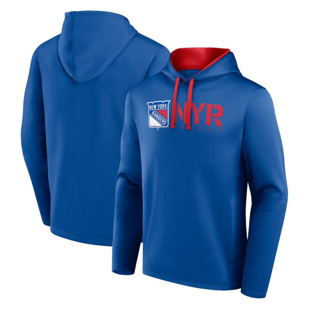 New York Rangers Logo Athletic Head Start Pullover Hoodie - Blue | NHL Lifestyle