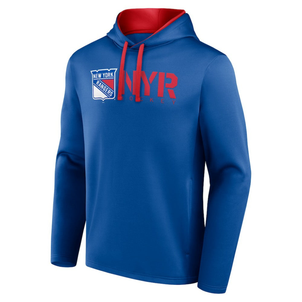 New York Rangers Logo Athletic Head Start Pullover Hoodie - Blue | NHL Lifestyle