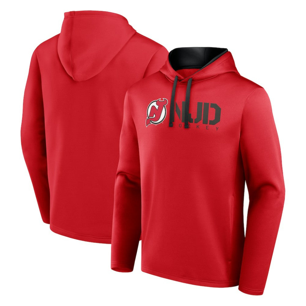 New Jersey Devils Logo Athletic Head Start Pullover Hoodie - Red | NHL Clearance