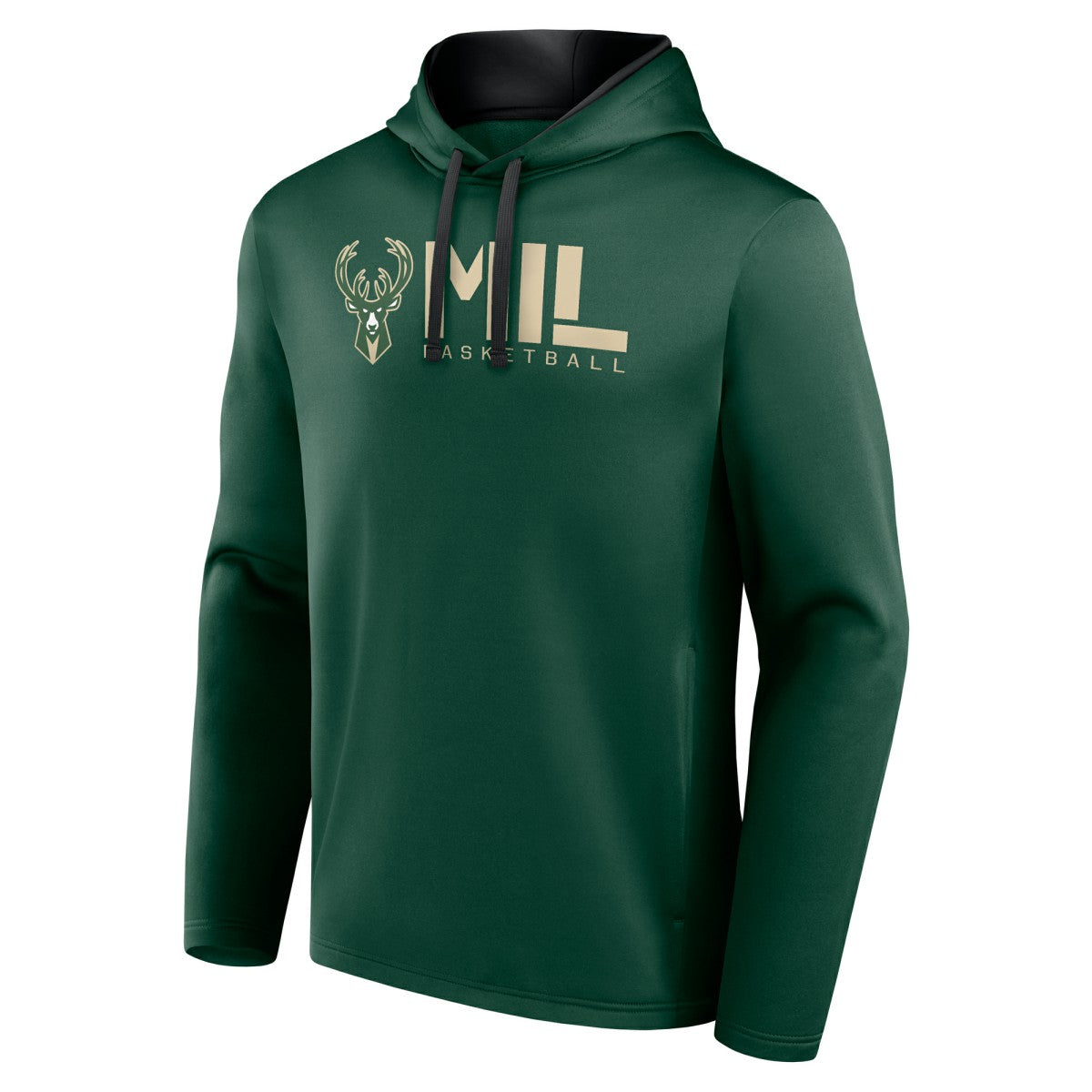 Milwaukee Bucks Logo Athletic Head Start Pullover Hoodie Hunter Green