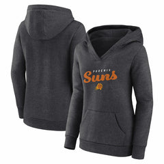 Phoenix Suns Logo Athletic Women's Triumphant V-Neck Pullover Hoodie Heather Charcoal