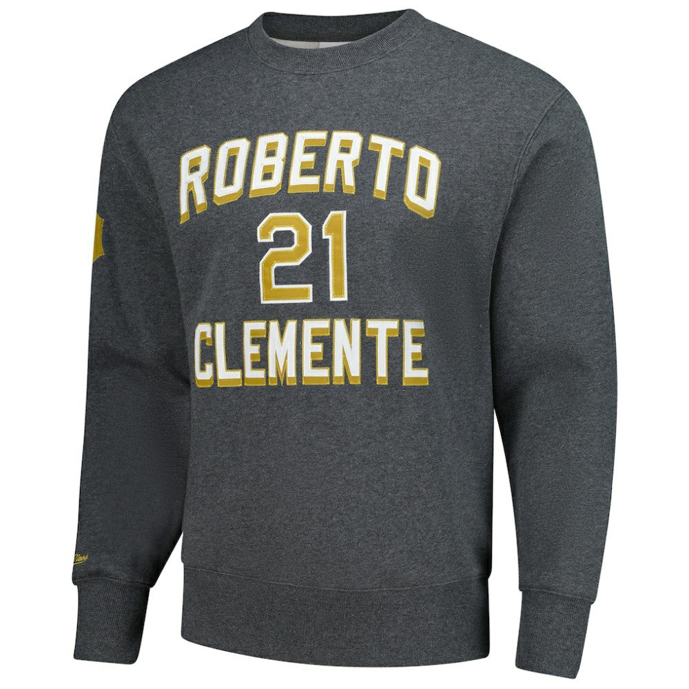 Roberto Clemente Pittsburgh Pirates Mitchell & Ness Legends Collection Vintage Logo Name & Number Fleece Pullover Sweatshirt Online