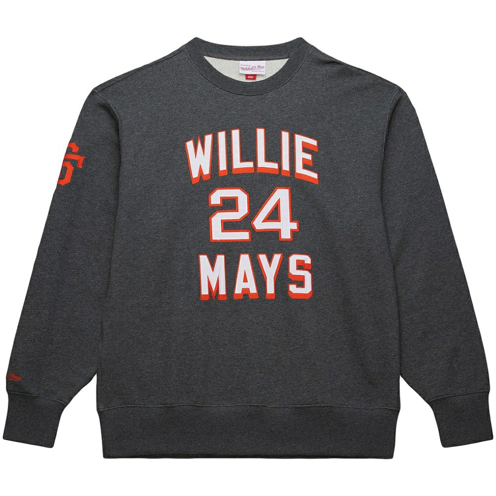 Willie Mays San Francisco Giants Mitchell & Ness Legends Collection Vintage Logo Name & Number Fleece Pullover Sweatshirt for sale