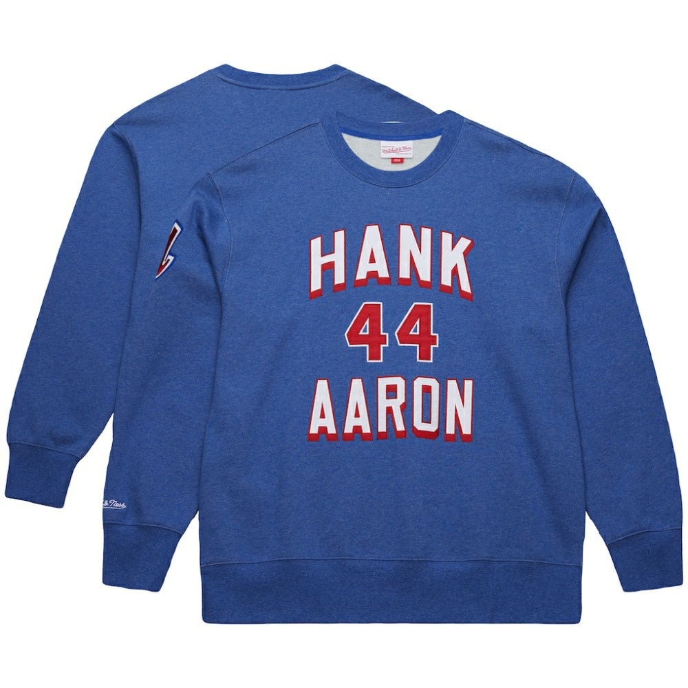 Hank Aaron Atlanta Braves Mitchell & Ness Legends Collection Vintage Logo Fleece Name & Number Pullover Sweatshirt Discount