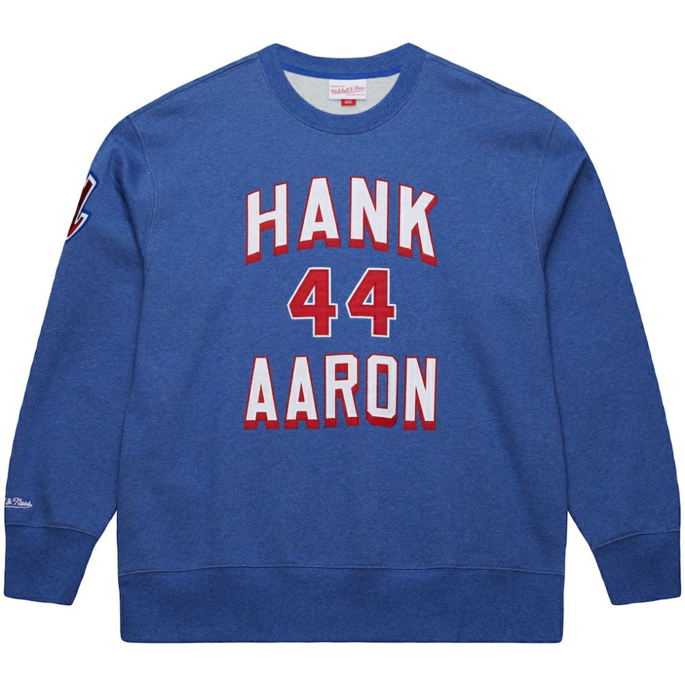 Hank Aaron Atlanta Braves Mitchell & Ness Legends Collection Vintage Logo Fleece Name & Number Pullover Sweatshirt Discount