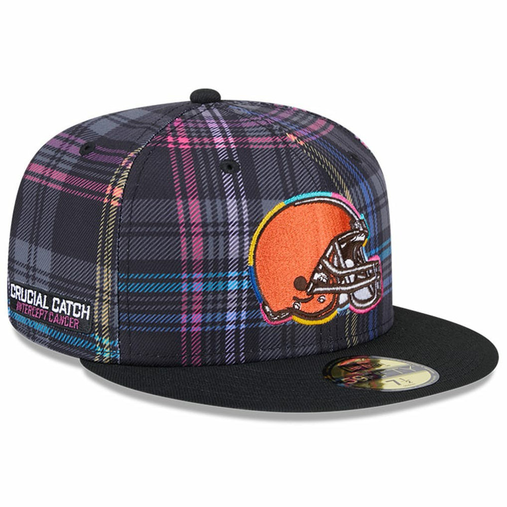 Cleveland Browns New Era 2024 NFL Crucial Catch Plaid 59FIFTY Fitted Hat - Black - NFL