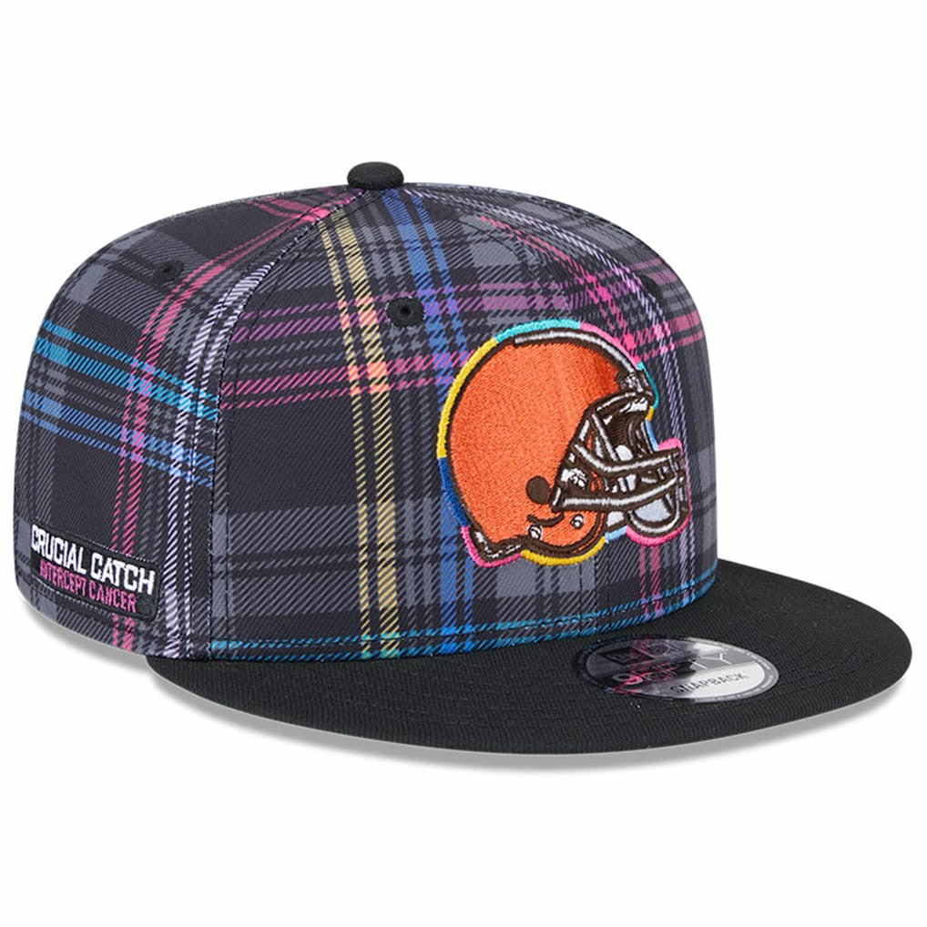 Cleveland Browns New Era 2024 NFL Crucial Catch Plaid 9FIFTY Snapback Hat - Black - NFL