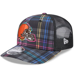 Cleveland Browns New Era 2024 NFL Crucial Catch Plaid 9SEVENTY Trucker Snapback Hat - Black - NFL