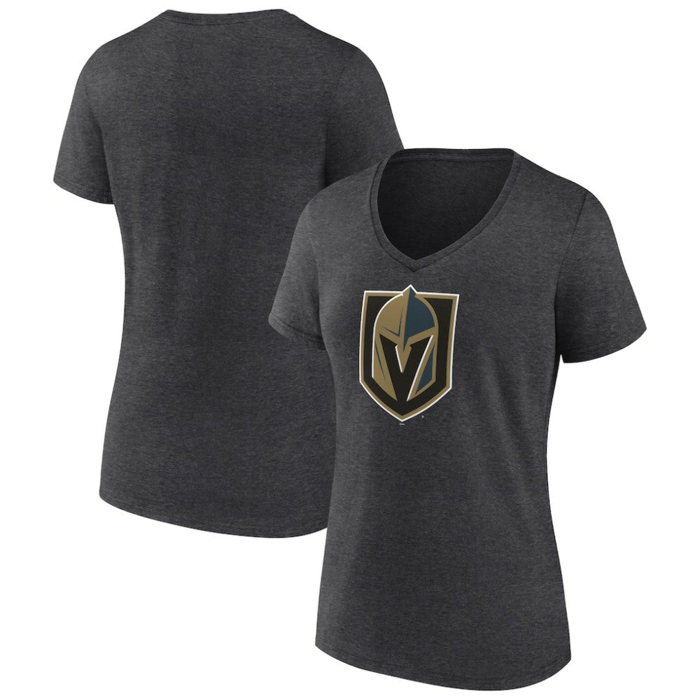 Vegas Golden Knights Women's Primary Logo V-Neck T-Shirt - Charcoal | NHL Lifestyle