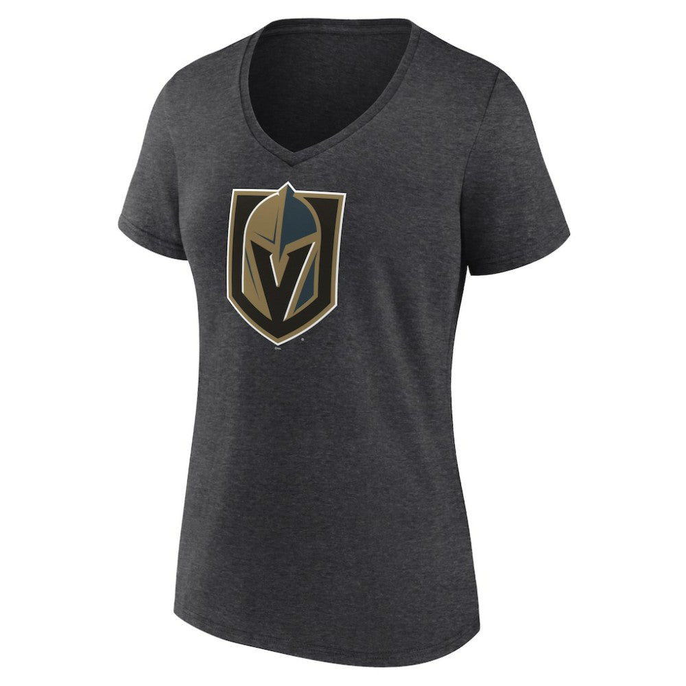 Vegas Golden Knights Women's Primary Logo V-Neck T-Shirt - Charcoal | NHL Lifestyle