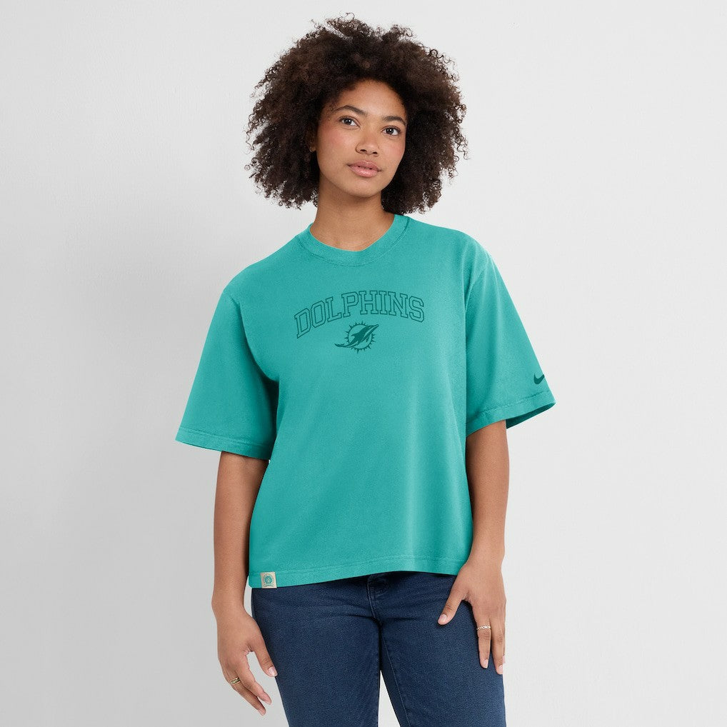 Miami Dolphins Women's Glory Arch Boxy T-Shirt - Aqua - Nike