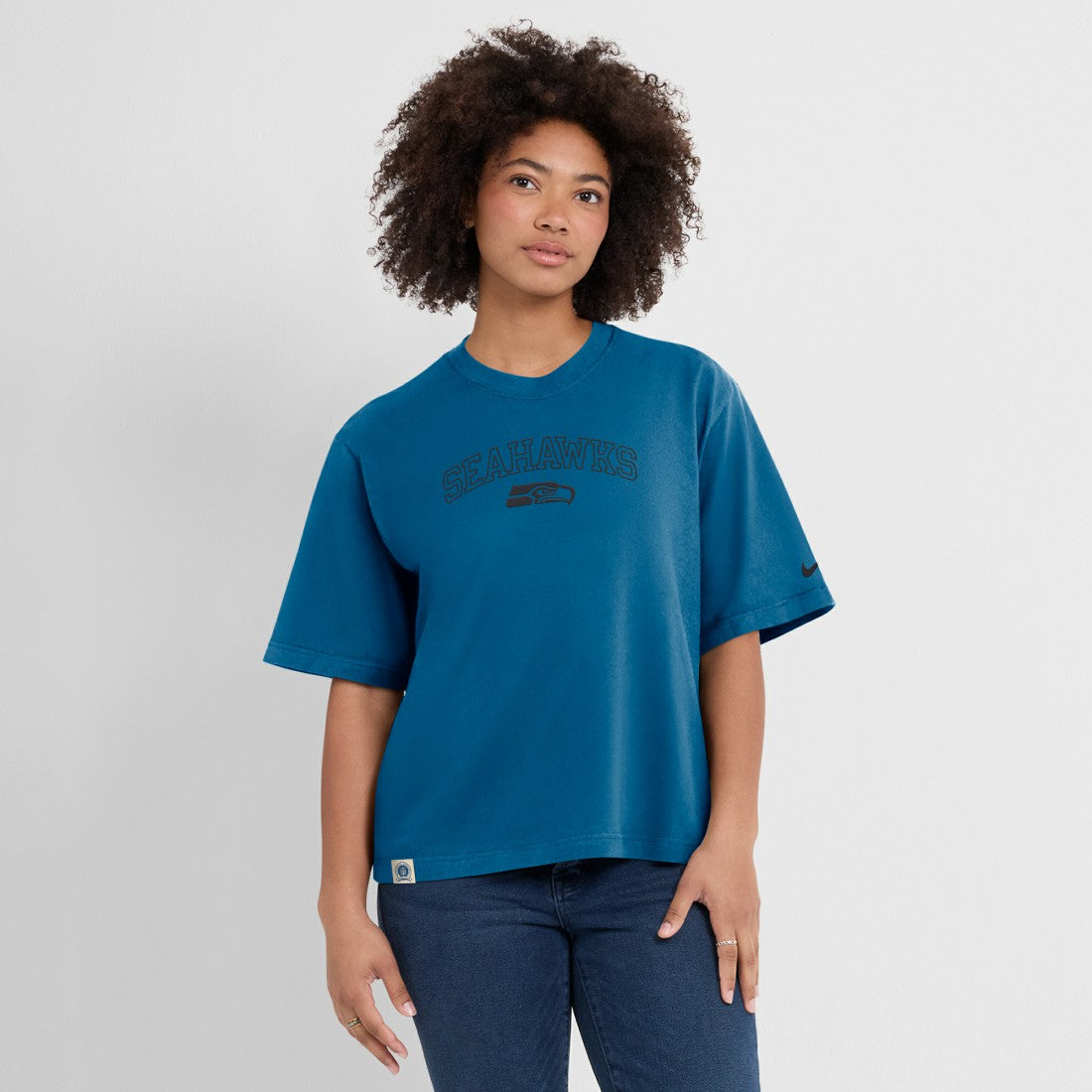 Seattle Seahawks Women's Glory Arch Boxy T-Shirt - Blue - Nike