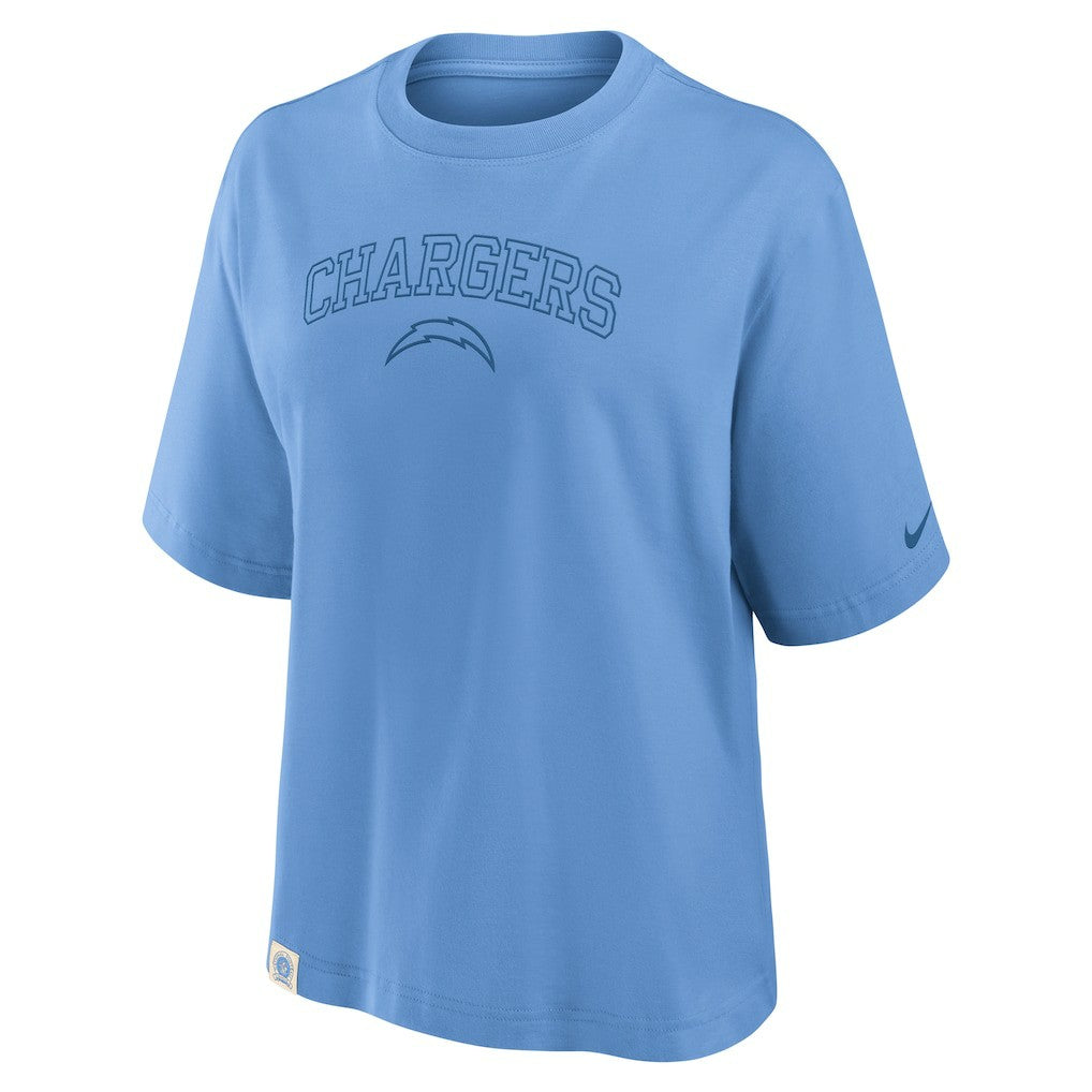 Los Angeles Chargers Women's Glory Arch Boxy T-Shirt - Powder Blue - Nike