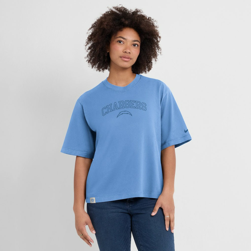 Los Angeles Chargers Women's Glory Arch Boxy T-Shirt - Powder Blue - Nike