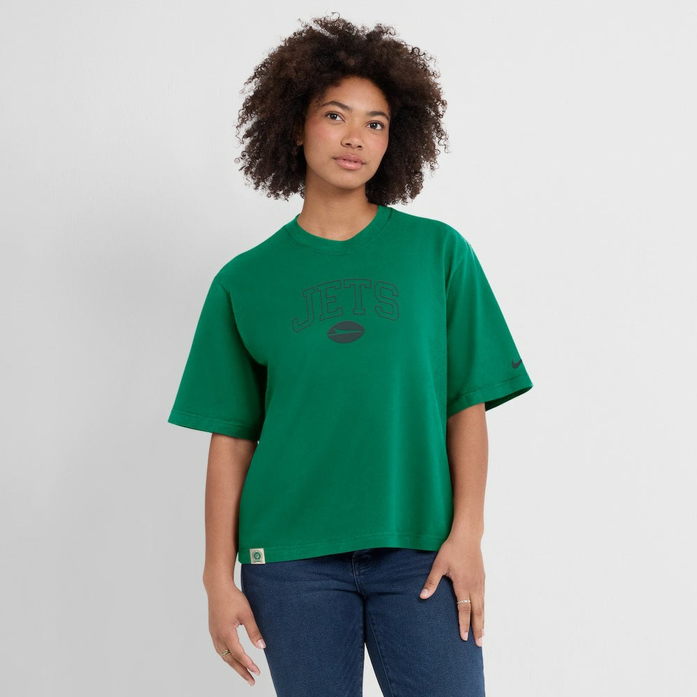 New York Jets Women's Glory Arch Boxy T-Shirt - Green - Nike