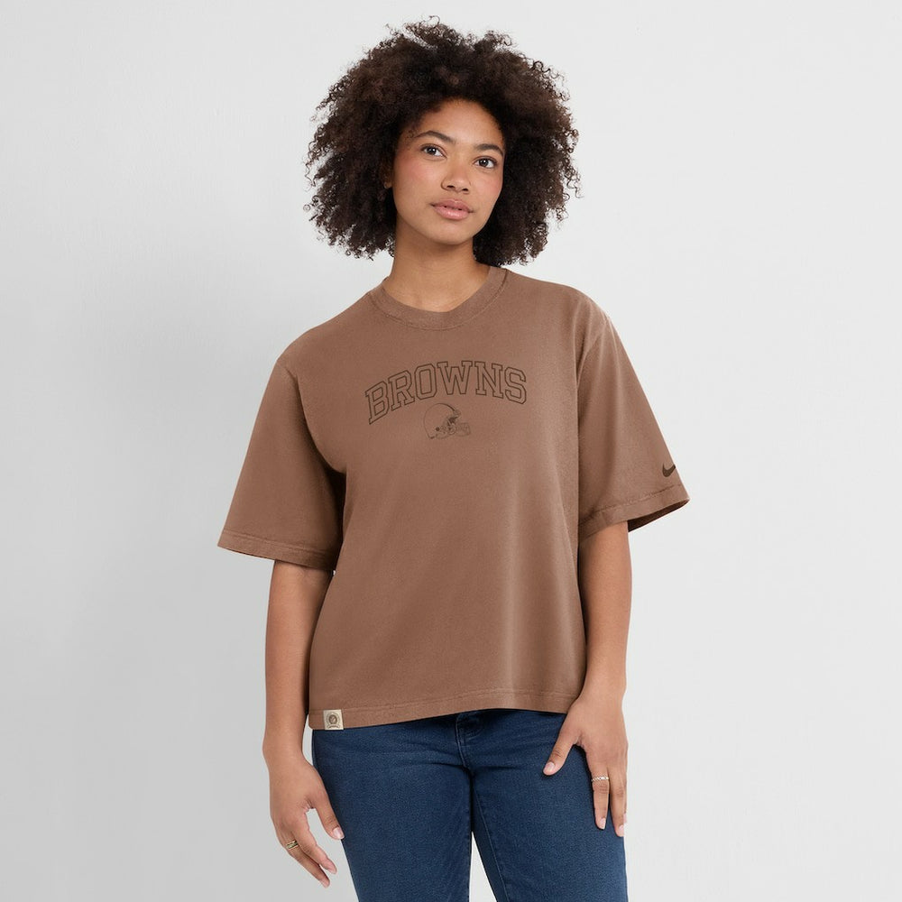 Cleveland Browns Women's Glory Arch Boxy T-Shirt - Brown - Nike
